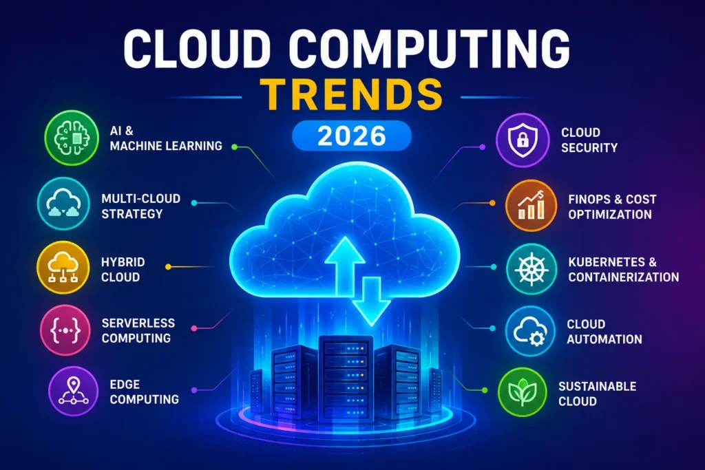 Learn the latest cloud computing trends in 2026, including AI, multi-cloud, cloud security, and emerging technologies.