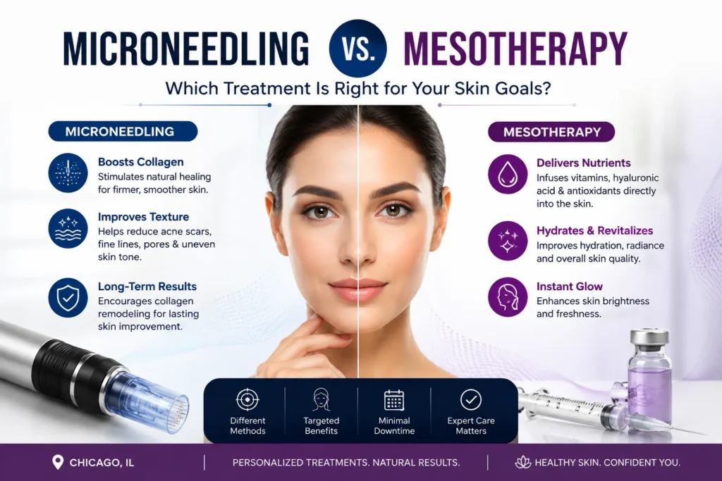 Microneedling vs. Mesotherapy in Chicago: Which Treatment May Better Fit Your Skin Goals?